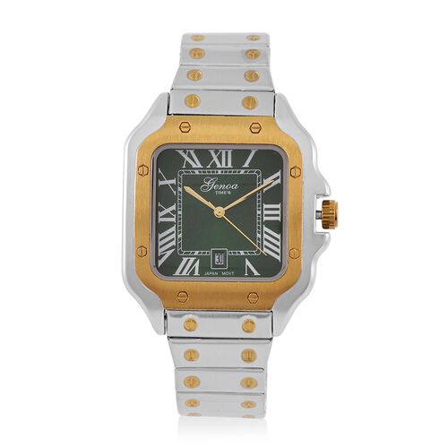 GENOA - Elegante Japan-Uhr mit Datumsfunktion, IPS-versilbertem Gehäuse, römischen Ziffern, Edelstahlarmband, 3 ATM Wasserdichtigkeit, 20 cm, bicolor image number 0