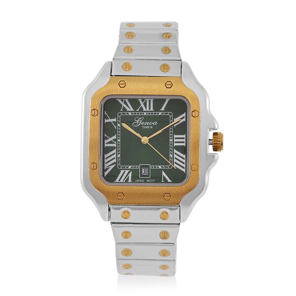 GENOA - Elegante Japan-Uhr mit Datumsfunktion, IPS-versilbertem Gehäuse, römischen Ziffern, Edelstahlarmband, 3 ATM Wasserdichtigkeit, 20 cm, bicolor image number 0