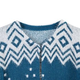 Kuscheliger Winter-Cardigan mit 2 Taschen, Einheitsgr&ouml;&szlig;e, blaues Schneeflockenmuster
