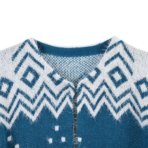Kuscheliger Winter-Cardigan mit 2 Taschen, Einheitsgröße, blaues Schneeflockenmuster image number 3