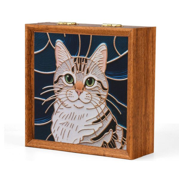 "Golden Lottery Painting              storage box-cat Product size: 23 * 15.3 * 6CM Packaging: 1 piece/white box Function: Storage box, colored sand, water-based eco-friendly adhesive, plastic cup, oil painting scraper" image number 2