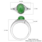 Grüne Jade, Weißer Zirkon Ring 925 Silber rhodiniert (Größe 20.00) ca. 3.74 ct image number 5