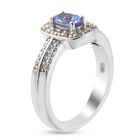 Tansanit und Zirkon Halo Ring 925 Silber Platin-Überzug image number 4