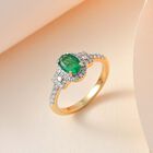 AAA Kagem Sambischer Smaragd und Weißer Diamant Ring 585 Gold (Größe 17.00) ca. 1.02 ct image number 1