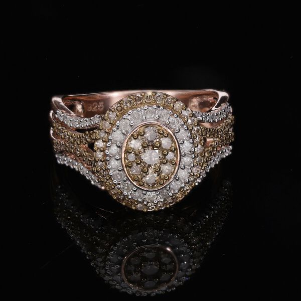 Nat&uuml;rlicher Champagner und wei&szlig;er Diamant-Ring - 1,04 ct. image number 1