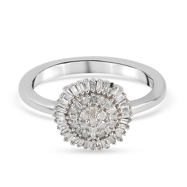 Wei&szlig;er Diamant P Ring 925 Silber Platin-&Uuml;berlagerung ca. 0,27 ct.