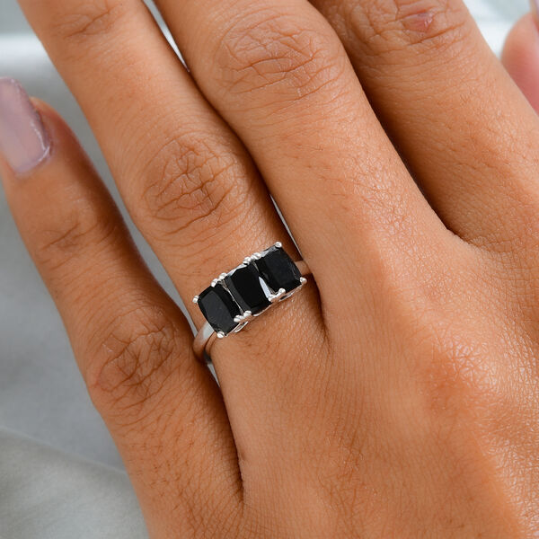 Schwarzer Turmalin 3 Stein Ring 925 Silber  ca. 1,61 ct image number 3