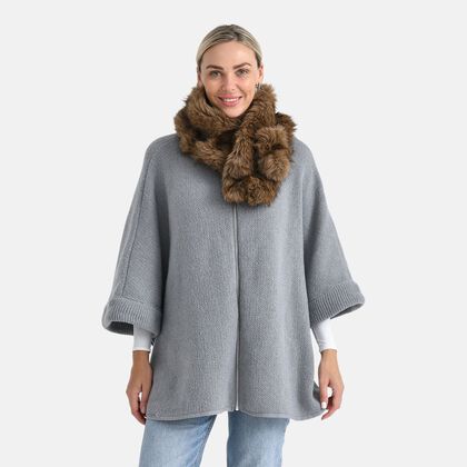 Elastischer Webpelz-Schal, Einheitsgr&ouml;&szlig;e, Dunkelbraun