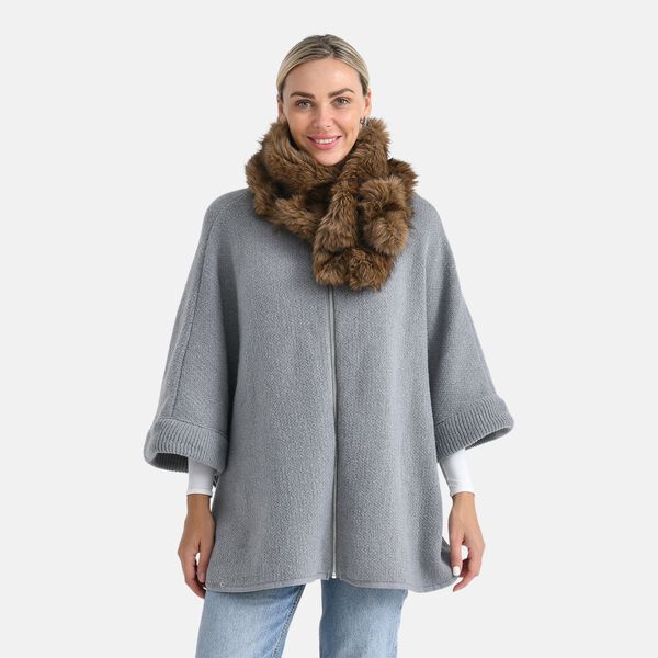 Elastischer Webpelz-Schal, Einheitsgröße, Dunkelbraun image number 0