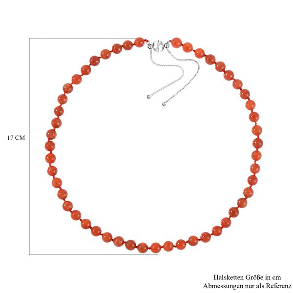 Rote Jade Halskette ca. 45 cm 925 Silber rhodiniert ca. 228.95 ct image number 5