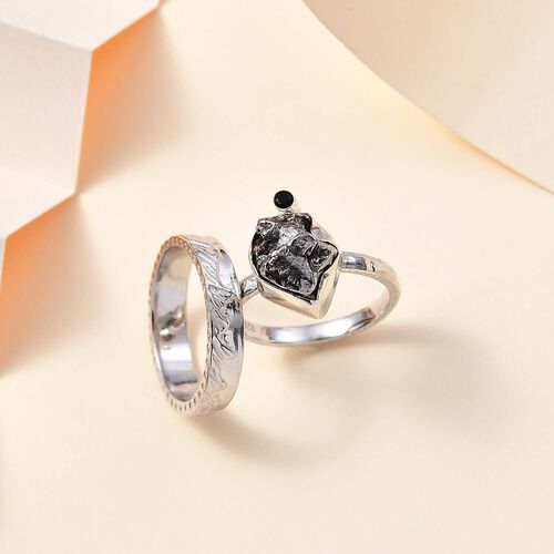 2er-Set- Meteorit und schwarze Spinell-Ringe - 9,04 ct. image number 1