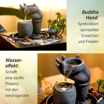 Indoor-Wasserbrunnen mit LED-Licht, 23x23x22 cm, Hand