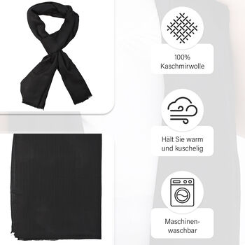 LA MAREY - Luxuri&ouml;ser und weicher Schal aus 100 % Kaschmirwolle, 70 x 195 cm, Schwarz