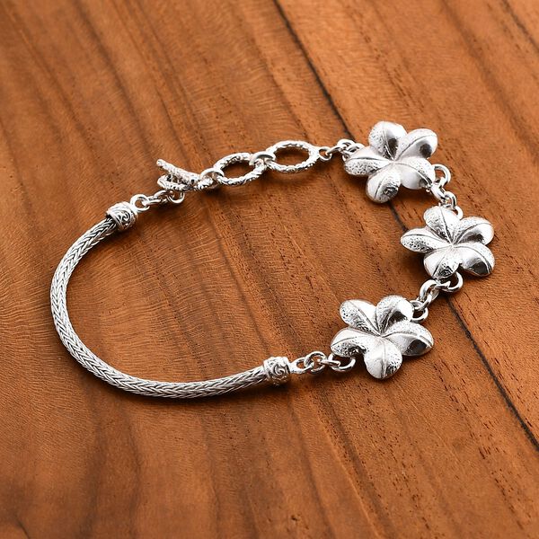 Royal Bali Kollektion - Silber Wachsblumen Armband, 20cm image number 1