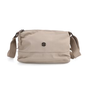 Crossbody-Tasche aus Nylon, mit mehreren Reißverschlussfächern und verstellbarem Schulterriemen, 24x15x9 cm, Hellgrau