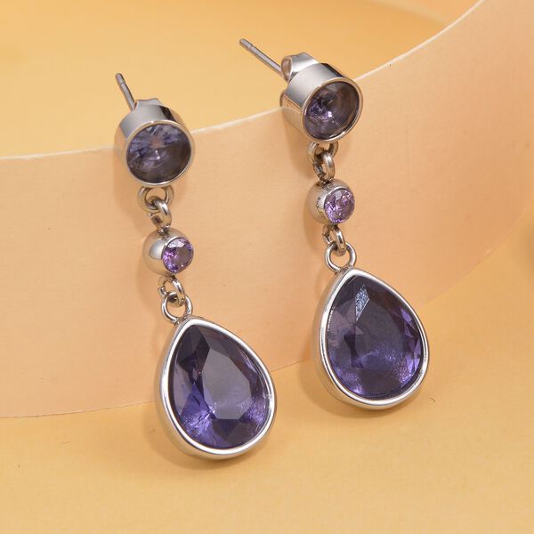 Lila Zirkonia Ohrringe, Edelstahl ca. 12,40 ct image number 2