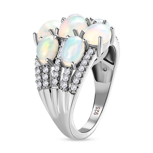 Natürlicher, äthiopischer Welo Opal Ring, 925 Silber platiniert (Größe 20.00) ca. 3.44 ct image number 5