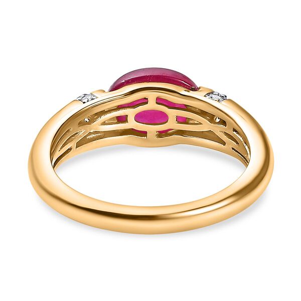 Afrikanischer Rubin (Fissure gefüllt), Weißer Zirkon Ring, 925 Silber Gelbgold Vermeil, (Größe 19.00) ca. 3.16 ct image number 6