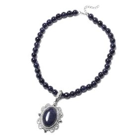 Blaue Sandstein-Halskette, 50 cm - 50 ct.
