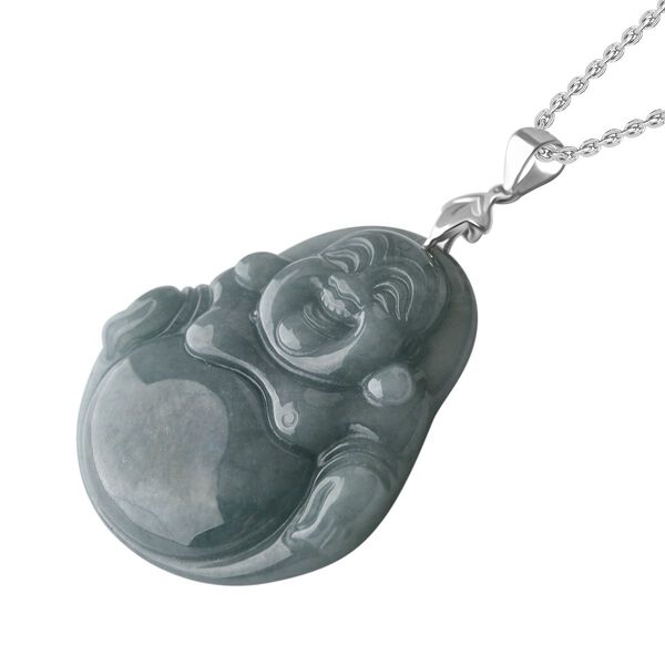 Natürlicher Olmek Jadeit Anhänger mit Kette, 925 Silber rhodiniert ca. 58.90 ct image number 3