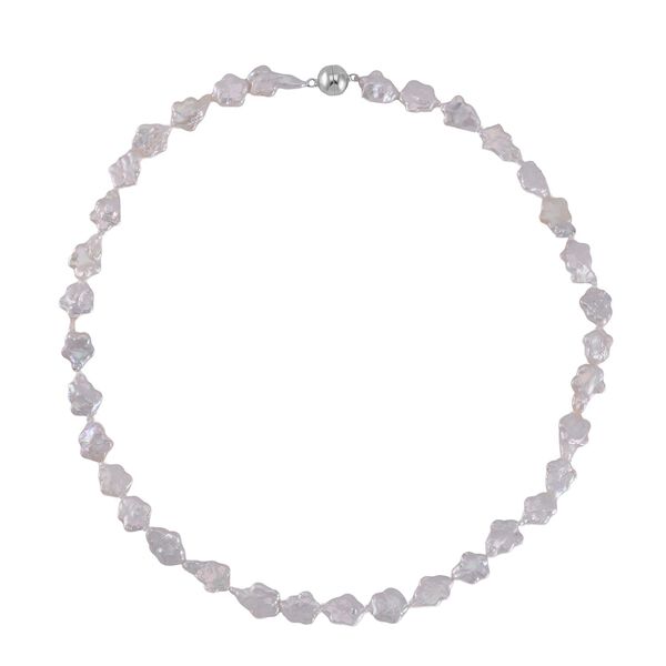 Wei&szlig;e Keshi Perle Halskette ca. 50 cm 925 Silber rhodiniert image number 3