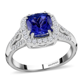 RHAPSODY AAAA Tansanit und Diamant VS E-F Ring 950 Platin (Gr&ouml;&szlig;e 18.00) ca. 2.10 ct