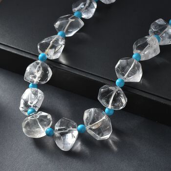 Kristall, Magnesit Halskette ca. 50 cm mit 2.5 cm extender, Nickelfreies Messing platiniert