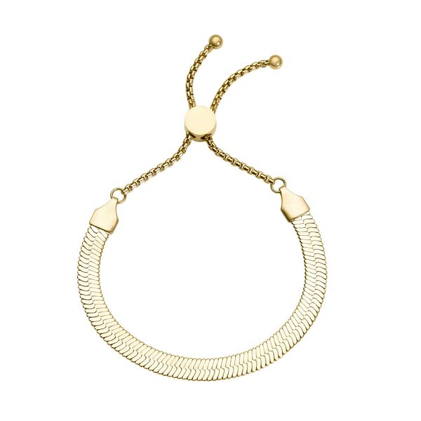 Seidiges Fischgr&auml;ten-Gliederarmband, ca. 18 cm, 316L Edelstahl Goldfarben ca. 7,00g image number 0