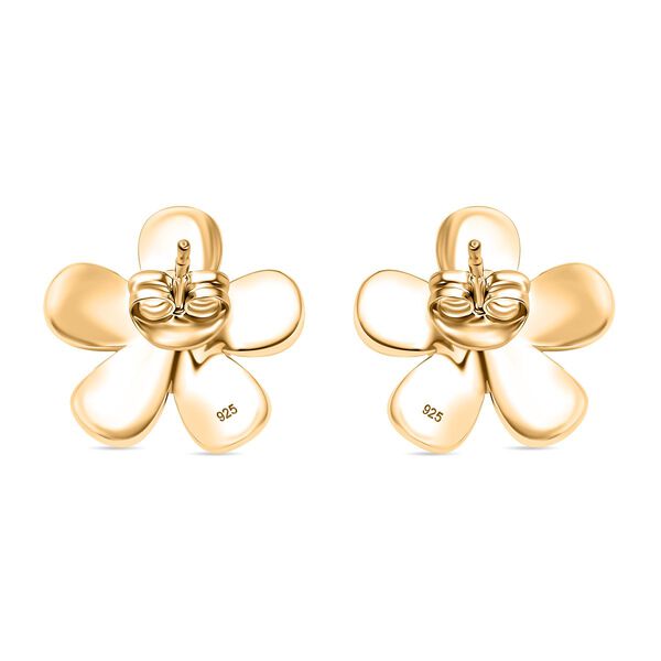 Florale Moissanit Ohrringe, 925 Silber 750 Gelbgold Vermeil image number 5