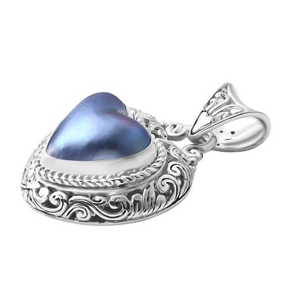 Blau Mabe Perle (12 mm) Anh&auml;nger 925 Silber image number 2