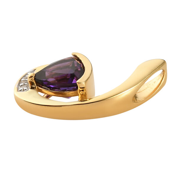 Afrikanischer Amethyst und Zirkon Anh&auml;nger 925 Silber vergoldet image number 4