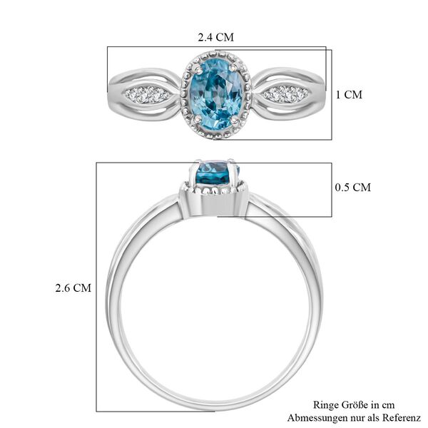 D&rsquo;joy Blauer Zirkon, Wei&szlig;er Zirkon Ring 925 Silber rhodiniert (Gr&ouml;&szlig;e 19.00) ca. 1,36 ct image number 6