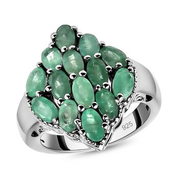 Kagem sambischer Smaragd-Ring, 925 Silber platiniert  ca. 3,29 ct