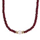 Weiße Muschelkernperle (9-11 mm), Roter Quarzit Halskette, verstellbar 40.5 cm +10 cm Extender, goldfarben