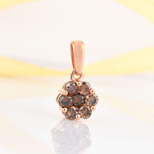 Nat&uuml;rlicher Champagner Diamant-Anh&auml;nger, zertifiziert, 375 Ros&eacute;gold ca. 0,50 ct image number 3