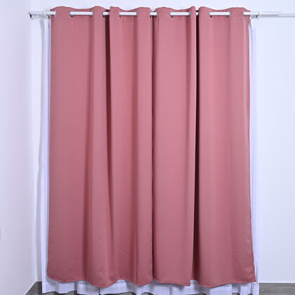 2er-Set blickdichte Vorhänge mit Metallösen, Größe 140x240 cm, Blush Rosa