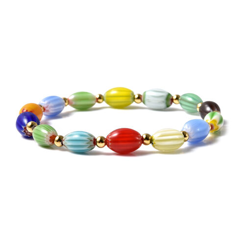 Murano Glas Stil Armband ca. 19 cm Edelstahl image number 0
