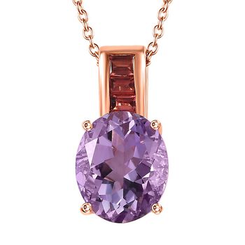 AA Rose De France Amethyst, Roter Granat Schmuckset 925 Silber 750 Ros&eacute;gold Vermei ca. 5,12 ct.