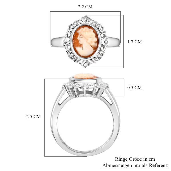 Italienischer Kamee Ring aus Conch-Muschel in Silberton image number 6