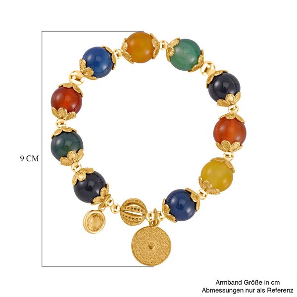 Mehrfarbiger Achat, Wei&szlig;er Kristall Armband Flexibles Legierung Gelbes Gold image number 5