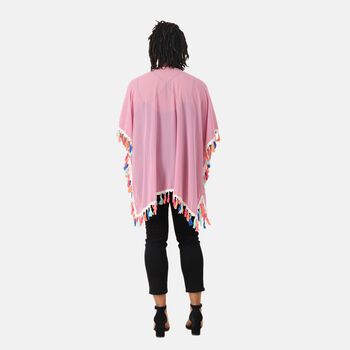 Chiffon Kimono mit mehrfarbigen Quasten, Einheitsgr&ouml;&szlig;e, Hellrosa