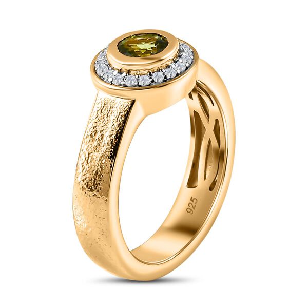 Nat&uuml;rlicher AA Calabar-Turmalin, Wei&szlig;er Zirkon Ring, 925 Silber Gelbgold Vermeil (Gr&ouml;&szlig;e 17.00) ca. 0.84 ct image number 5