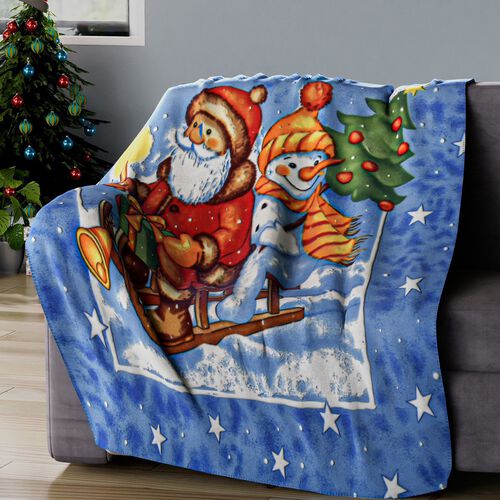 Weihnachtliche Fleecedecke mit Nikolausmuster image number 1