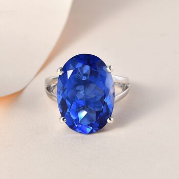 Ceylon Blau Quarz Triplette Ring, 925 Silber rhodiniert, (Gr&ouml;&szlig;e 18.00) ca. 13.28 ct