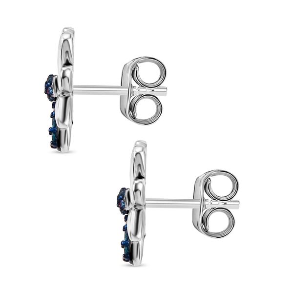 GP Italian Garden Kollektion - Blaue Diamant und Kanchanaburi blaue Saphir Ohrringe, 925 Silber rhodiniert - 0,13 ct. image number 5