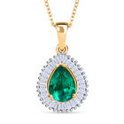 AAA Lab Created Kolumbianischer Smaragd, Lab Grown Diamant Schmuckset ca. 50 cm 925 Silber 750 Gelbgold Vermeil ca. 1,98 ct.