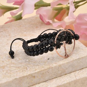 Schwarzes Obsidian Armband, ca. 15.25 cm, Nickelfreies Messing  ca. 69.00 ct