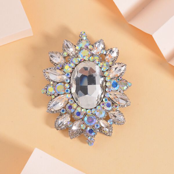 Kristall, Wei&szlig;er Kristall Brosche image number 1