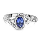 AAA Tansanit und weißer Zirkon-Ring, 925 Silber platiniert (Größe 20.00) ca. 0.92 ct