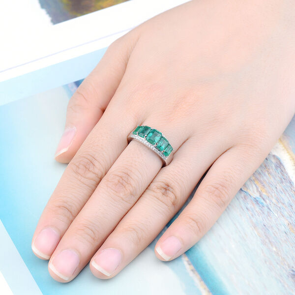 AAA Kagem sambischer Smaragd und Zirkon Ring- 3 ct. image number 2